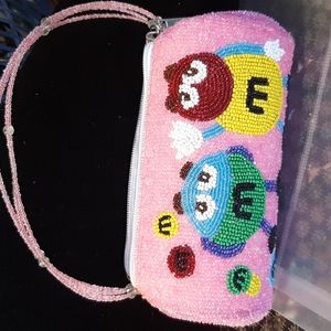 Pink Beaded Mini M&M Bag